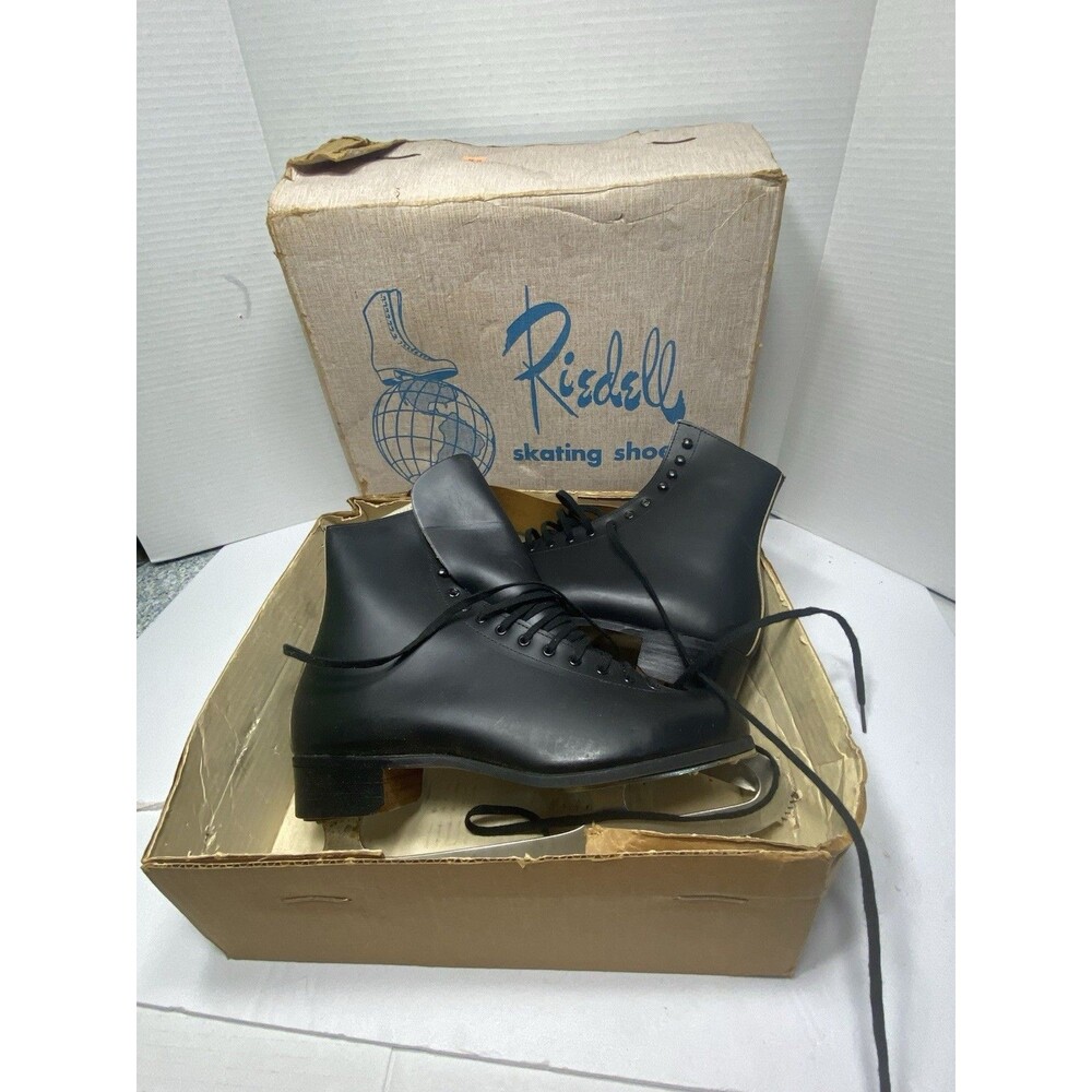VTG  Reidell Men's Rare Black 216  OP Ice Skating Shoes Red Wing Size 9.5 Box